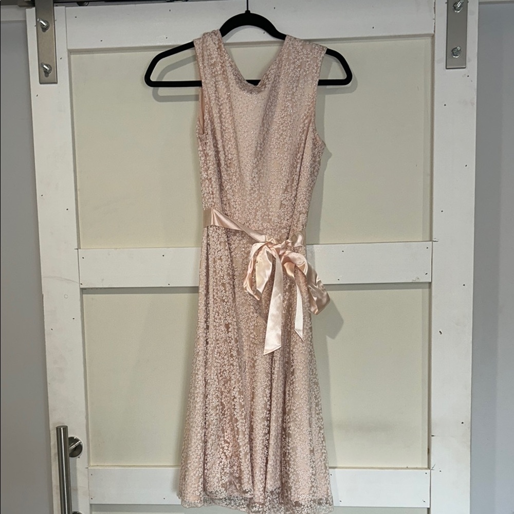 Elegant Blush Pink Floral Sleeveless Dress